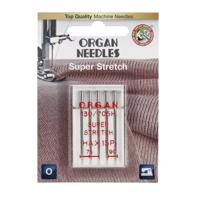 Иглы для швейных машин Organ NEEDLES Super Stretch 5/75-90