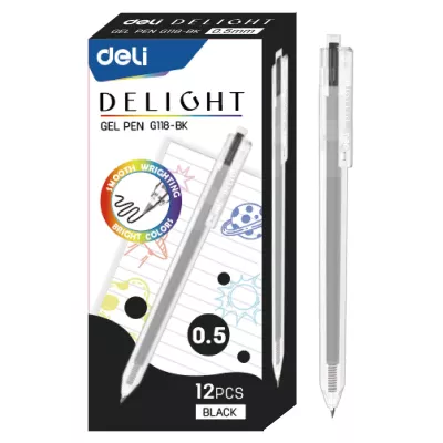 Ручка гелевая Deli Delight EG118-BK